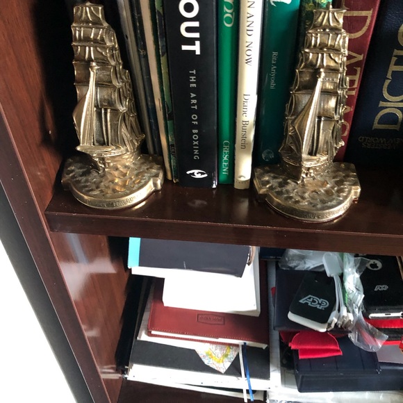 Vintage Two IRON BARQUE MACQUARIE METAL BOOKEND R&H Green Of London Built In - Picture 2 of 6